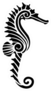 Stylized Black Seahorse Sticker