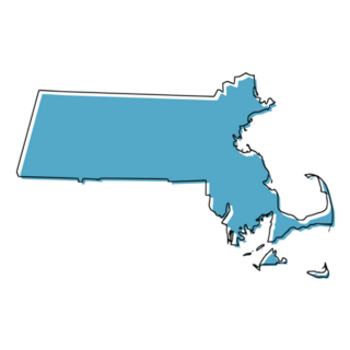 Stylized Blue Outline Map Of Massachusetts Sticker