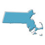 Stylized Blue Outline Map Of Massachusetts Sticker