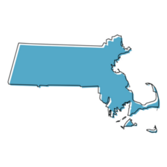 Stylized Blue Outline Map Of Massachusetts Sticker