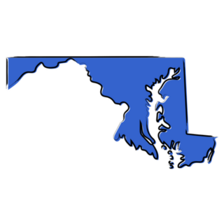 Stylized Blue Sketch Map Of Maryland Sticker