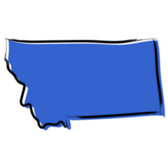 Stylized Blue Sketch Map Of Montana Sticker