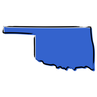 Stylized Blue Sketch Map Of Oklahoma Sticker