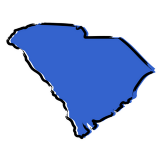 Stylized Blue Sketch Map Of South Carolina Sticker