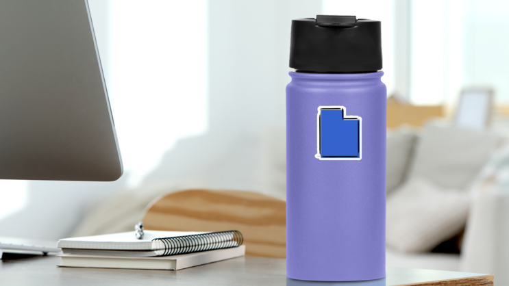 Stylized Blue Sketch Map Of Utah Sticker on a Water Bottle (New) example