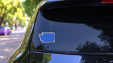 Stylized Blue Sketch Map Of Washington Sticker on a Rear Car Window (New) example