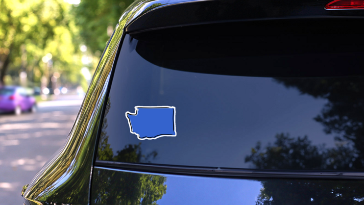 Stylized Blue Sketch Map Of Washington Sticker on a Rear Car Window (New) example