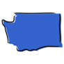 Stylized Blue Sketch Map Of Washington Sticker