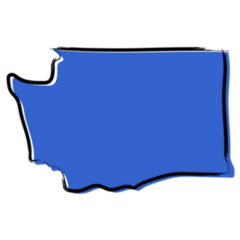 Stylized Blue Sketch Map Of Washington Sticker