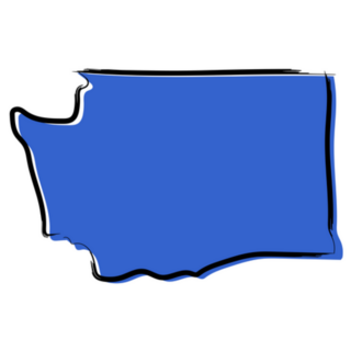 Stylized Blue Sketch Map Of Washington Sticker