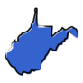 Stylized Blue Sketch Map Of West Virginia Sticker