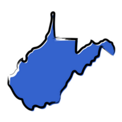 Stylized Blue Sketch Map Of West Virginia Sticker