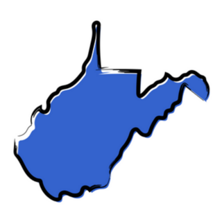 Stylized Blue Sketch Map Of West Virginia Sticker