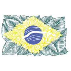 Stylized Brazil Flag Flowers And Leaves Sticker