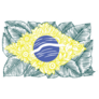 Stylized Brazil Flag Flowers And Leaves Sticker