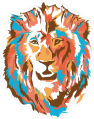 Stylized Colorful Lion Head Sticker