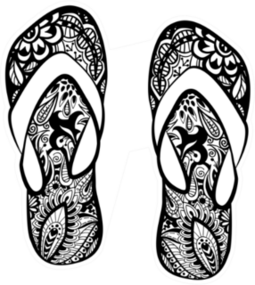 Stylized Fantasy Patterned Pair Of Flip Flops Sticker