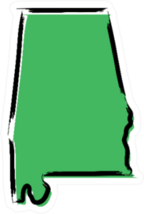 Stylized Green Sketch Map Of Alabama Sticker