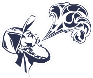 Stylized Illustration Of Man Blowing Vape Smoke Sticker