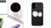 Stylized Infinity Sign Blue and Pink Sticker on a Phone (New) example