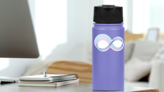 Stylized Infinity Sign Blue and Pink Sticker on a Water Bottle (New) example
