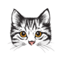 Stylized Kittens Face Illustration Sticker