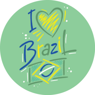 Stylized Lettering And Flag Of Brazil Green Sticker