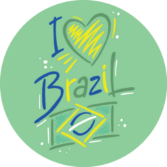 Stylized Lettering And Flag Of Brazil Green Sticker