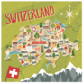 Stylized Map Of Switzerland Sticker