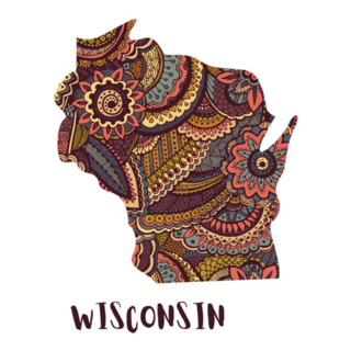 Stylized Map Of The State Of Wisconsin Doodles Sketch Sticker