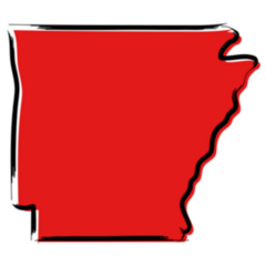 Stylized Red Sketch Map Of Arkansas Sticker
