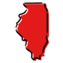 Stylized Red Sketch Map Of Illinois Sticker