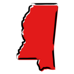Stylized Red Sketch Map Of Mississippi Sticker