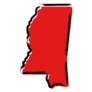 Stylized Red Sketch Map Of Mississippi Sticker