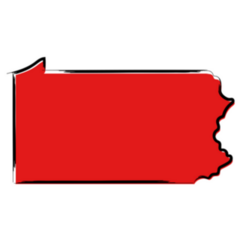 Stylized Red Sketch Map Of Pennsylvania Sticker