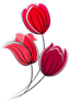 Stylized Red Tulips Isolated On White Sticker