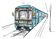 Subway Station Sketch In Blue Sticker