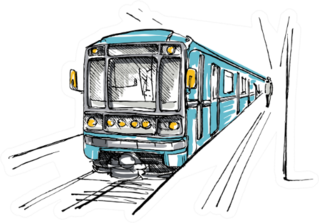 Subway Station Sketch In Blue Sticker