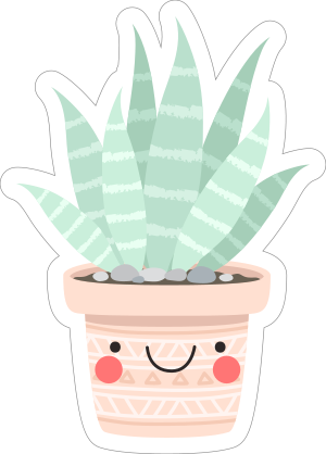 Succulent in a Happy Pot Sticker