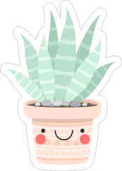 Succulent in a Happy Pot Sticker