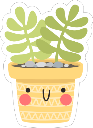 Succulent in Cheerful Yellow Pot Sticker