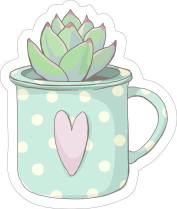 Succulent in Heart Mug Sticker