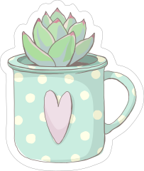 Succulent in Heart Mug Sticker