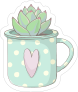 Succulent in Heart Mug Sticker