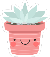 Succulent in Smiling Pot Sticker