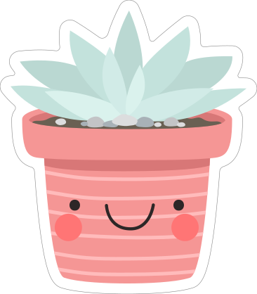 Succulent in Smiling Pot Sticker