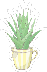 Succulent in Yellow Striped Mug Sticker