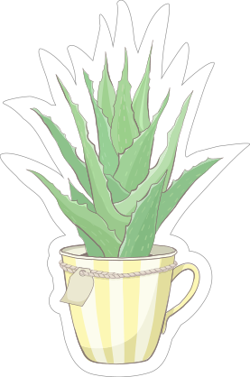 Succulent in Yellow Striped Mug Sticker