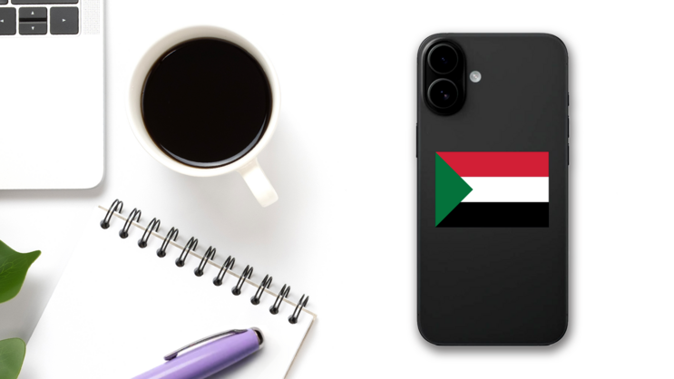 Sudan Flag Sticker on a Phone (New) example