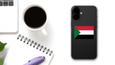 Sudan Flag Sticker on a Phone (New) example